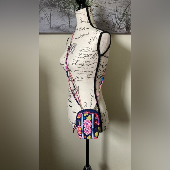 Stephanie Dawn Handbags - Stephanie Dawn small floral crossbody bag/purse, navy with colorful flowers